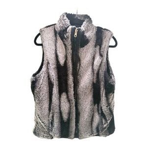 Women's Faux Fur Vest - Black and Gray